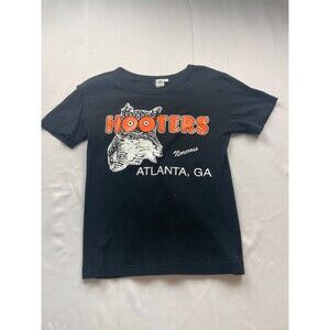 Vintage Hooters Shirt Mens Large Black  Atlanta Georgia Owl Bar‎ Restaurant 90s